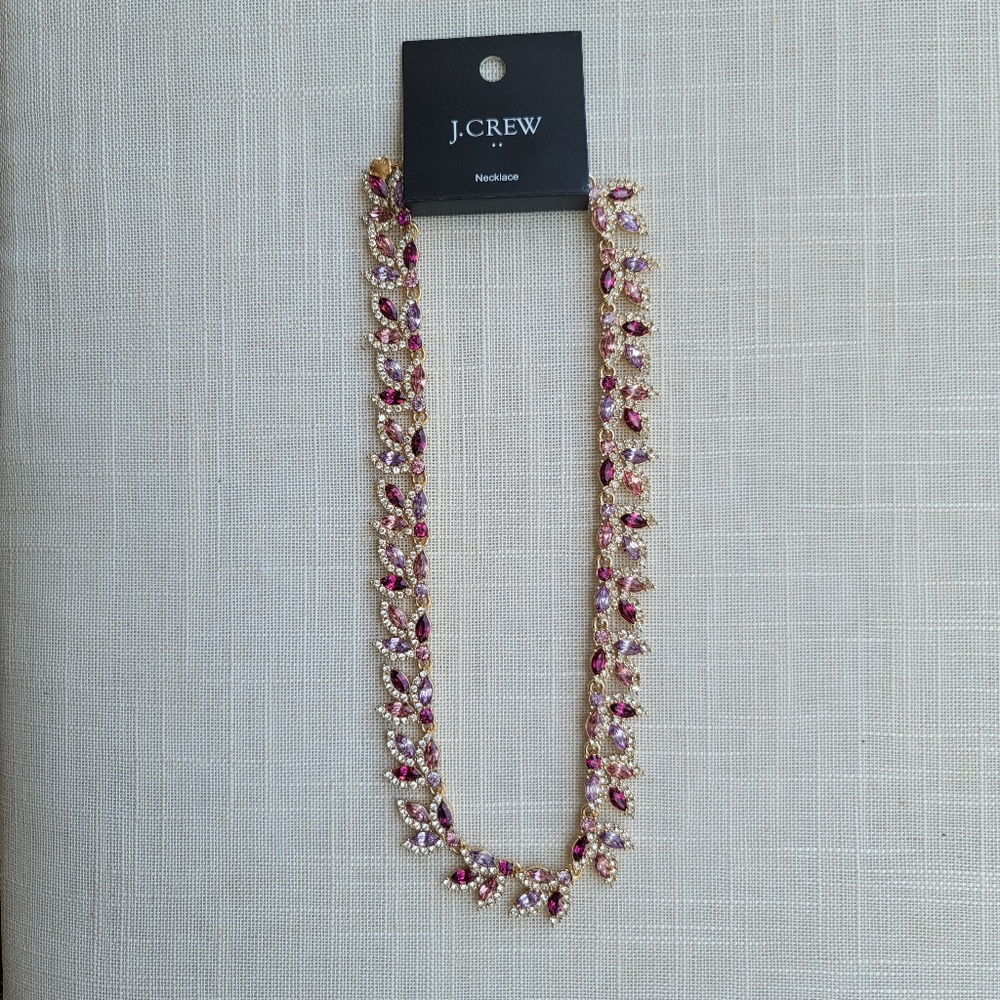 New! J.Crew Red Ruby Ted Crystal leaves statement necklace NWT - Picture 3 of 8